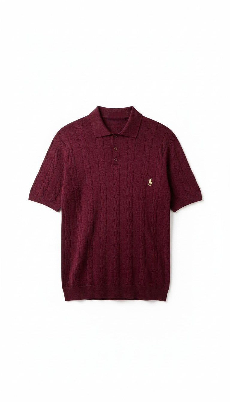 Polo Ralph Lauren Örgülü Polo Yaka - Bordo